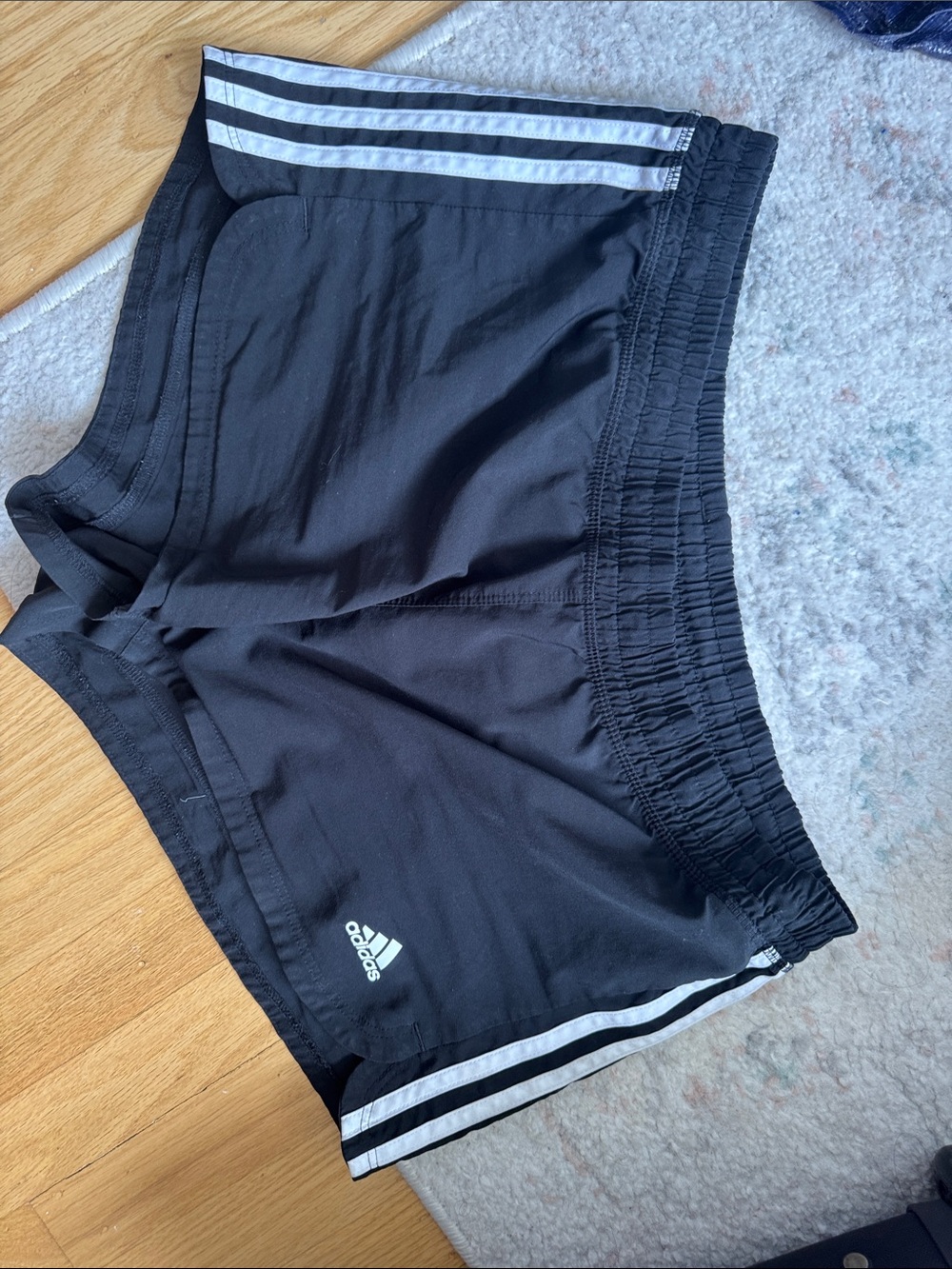 adidas Black Shorts with White Stripe Detail